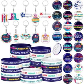 Kenning 300 PCS Asian American and Pacific Islander Month Monthes Homways Acrylic keychain bracelet bracelet Pin Pin Glu