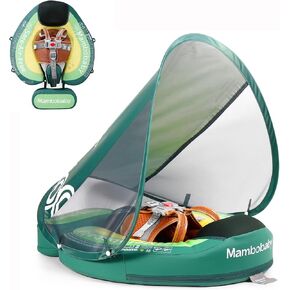 عوامة مامبوبيبي 2024 مع مظلة، عوامة سباحة صلبة غير قابلة للنفخ للأطفال، ترقية مادة النسيج الناعمة الصديقة للبشرة، عوامة حمام السباحة للرضع، مدرب سباحة ذكي للأطفال الرضع من عمر 3 إلى 24 شهرًا in Kuwait
