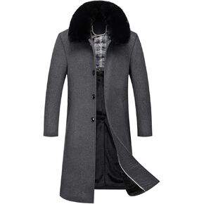 معطف من الصوف الصوف للرجال في Somthron Faux Fure Fur Fleece مبطنة