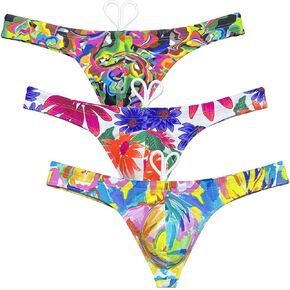OROCOJUCO Sport Mens Print Thong Swimsuit Contour Pouch Bikini Swimwear Board Surf Short Trunks Swim Tangas