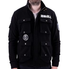 Ripple Junction Attack on Titan Men's Military Cargo Full Zip Jacket Levi Scout Regiment Embroidery Patch Officially Licensed
