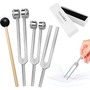 Tuning Forks for Healing Set (128HZ, 256HZ, 512HZ),Tuning Fork with Reflex Hammer 3-Piece Tuning Forks Perfect for Healing, Chakra, Sound Therapy, Keep Body, Mind and Spirit in Perfect Harmony