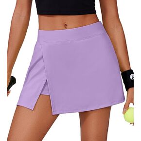PINSPARK Womens Tennis Skirts High Waisted Golf Skorts with 2 Pockets Side Slit Athletic Skirt for Workout Pickleball Sports