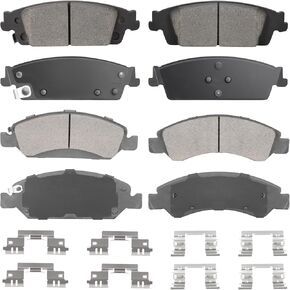 Front Ceramic & Rear Semi-Metallic Brake Pads for Chevy Silverado 1500 2014-2018, Suburban/Tahoe 15-20, for GMC Sierra 1500 2014-2018, Yukon/Yukon XL 15-20, for Cadillac Escalade/ESV 15-20 8PCS