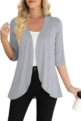 Yincro Women's Casual 3/4 Cardigan Cardigan Lightweight Soft Open Front Cardigans in Kuwait