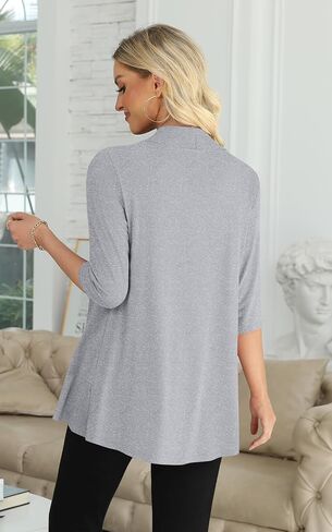 Yincro Women's Casual 3/4 Cardigan Cardigan Lightweight Soft Open Front Cardigans in Kuwait