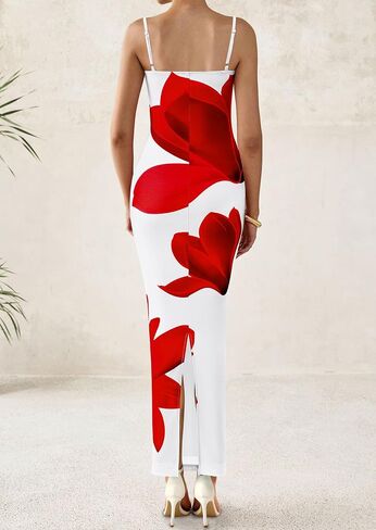 PRETTYGARDEN Womens Floral Maxi Dress Summer 2025 Sexy Spaghetti Strap Slip Bodycon Mesh Beach Vacation Dresses in Saudi Arabia