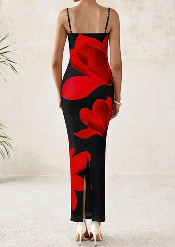 PRETTYGARDEN Womens Floral Maxi Dress Summer 2025 Sexy Spaghetti Strap Slip Bodycon Mesh Beach Vacation Dresses in Kuwait