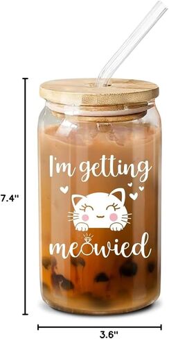 NewEleven Bridal Shower Gifts - Wedding Gifts For Bride - Bride To Be, Bachelorette Party, Engagement Gifts For Women - Bride Gifts For Bride To Be, Fiancee, Wifey, Her - 16 Oz Coffee Glass in Kuwait
