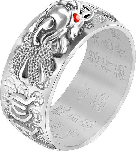 HJ HUAJ Feng Shui Ring Feng Shui PiXiu Mantra Ring PiXiu Rings Amulet Lucky Wealth Buddhist Jewelry Adjustable Ring in Saudi Arabia