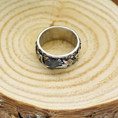 HJ HUAJ Feng Shui Ring Feng Shui PiXiu Mantra Ring PiXiu Rings Amulet Lucky Wealth Buddhist Jewelry Adjustable Ring in Saudi Arabia