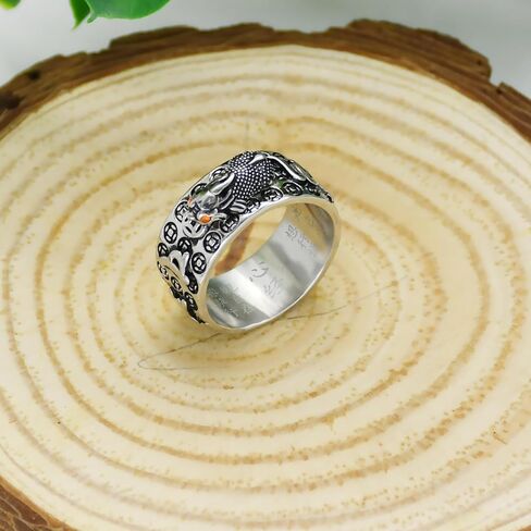 HJ HUAJ Feng Shui Ring Feng Shui PiXiu Mantra Ring PiXiu Rings Amulet Lucky Wealth Buddhist Jewelry Adjustable Ring in Saudi Arabia