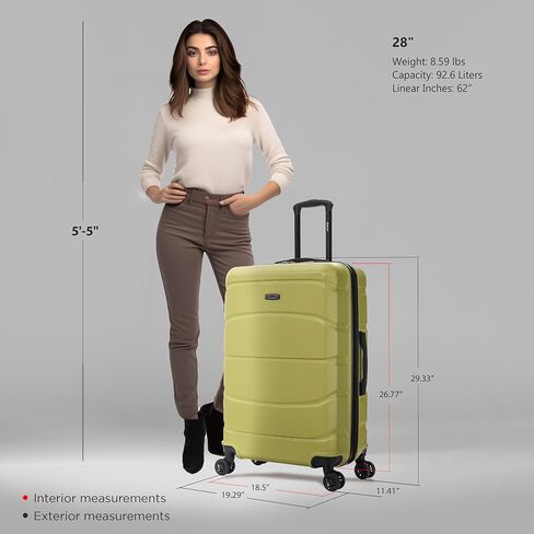 Dukap Sense Hardside Luggage مع عجلات Spinner | 24 في حقيبة سفر متوسطة متوسطة خفيفة الوزن للسفر | سستة Clouser بدلة مع مقابض هلام وعربات | الشمبانيا in Kuwait