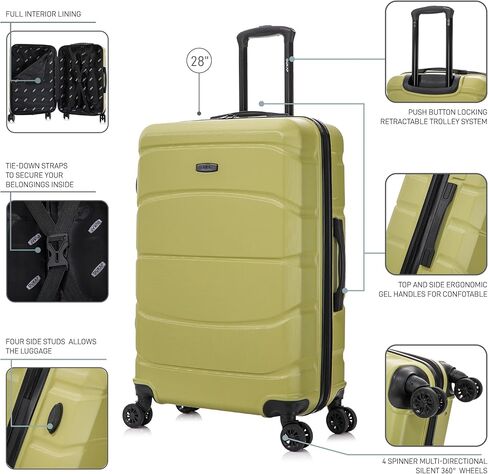 Dukap Sense Hardside Luggage مع عجلات Spinner | 24 في حقيبة سفر متوسطة متوسطة خفيفة الوزن للسفر | سستة Clouser بدلة مع مقابض هلام وعربات | الشمبانيا in Kuwait