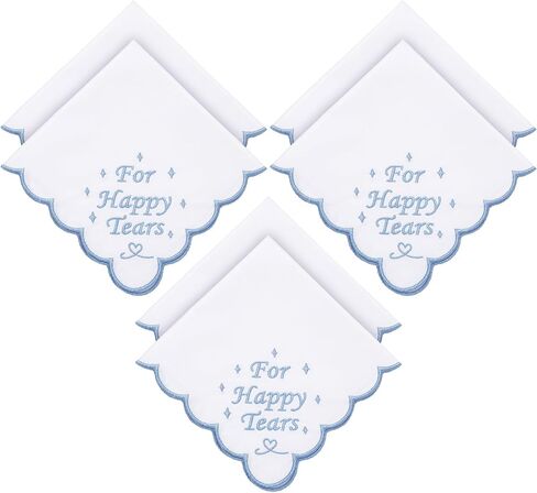 Tioncy 6 Pcs Wedding Handkerchiefs 12 Inch Bride Embroidered Handkerchiefs Something Blue Cotton Hankies Gifts for Wedding in Kuwait