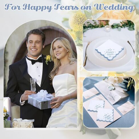 Tioncy 6 Pcs Wedding Handkerchiefs 12 Inch Bride Embroidered Handkerchiefs Something Blue Cotton Hankies Gifts for Wedding in Kuwait