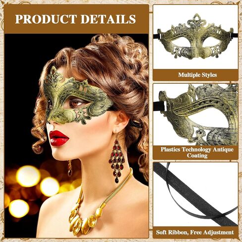 Jenaai 50 Pcs Couple Masquerade Mask Venetian Mardi Gras Halloween Carnival Mask for Women and Men Costume Ball Party in Kuwait