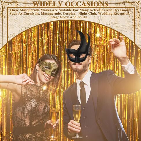 Jenaai 50 Pcs Couple Masquerade Mask Venetian Mardi Gras Halloween Carnival Mask for Women and Men Costume Ball Party in Kuwait