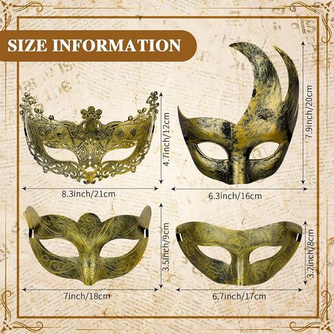 Jenaai 50 Pcs Couple Masquerade Mask Venetian Mardi Gras Halloween Carnival Mask for Women and Men Costume Ball Party in Kuwait