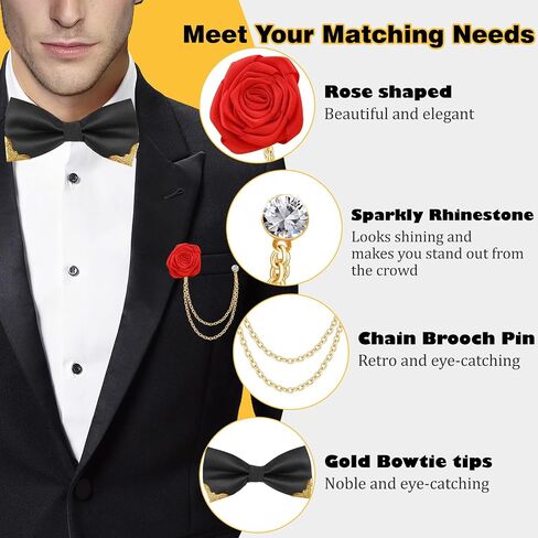 قناع تنكري funmular للرجال Phantom of the Opera Mask Half Face with Bowtie Brooch for Halloween Mardi Gras Party in Kuwait