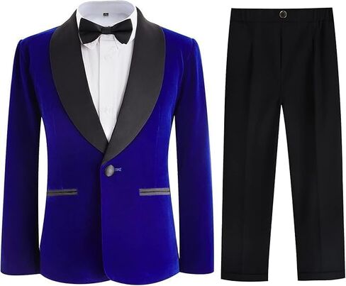 Boys Velvet Suits 2 Pieces Tuxedo Kids Blazer Jacket Pants Formal Ring Bearer Outfit for Wedding Party Prom in Kuwait