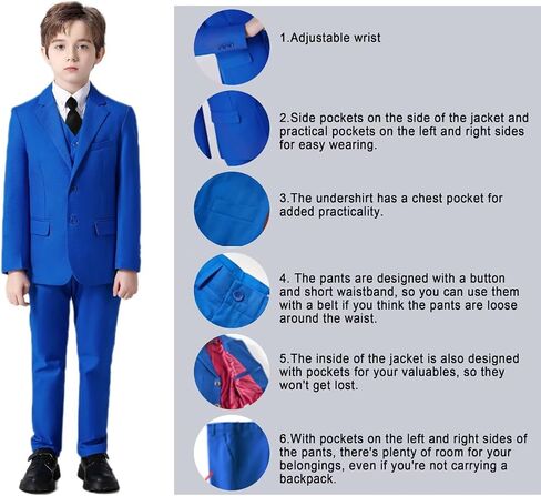 Wehilion Boys Suit Slim Fit Suit Suito Suito Suit for Kids Toddler Boys Teen Teen Wedding Ring Assits Dress Fress in Kuwait