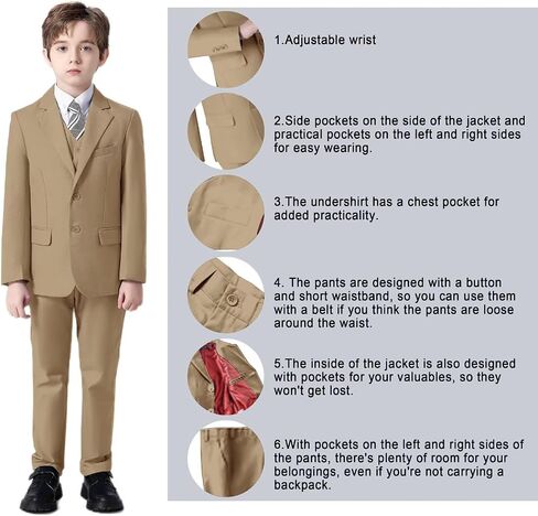 Wehilion Boys Suit Slim Fit Suit Suito Suito Suit for Kids Toddler Boys Teen Teen Wedding Ring Assits Dress Fress in Kuwait