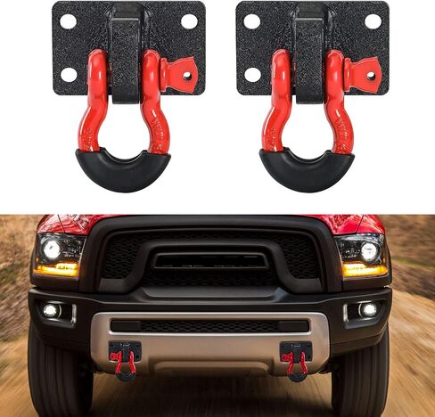 Bestzheyu 2PCS Front Tow Hook Hook Bracket مع استبدال Shackle Ring 3/4 "لعام 2010 2011 2012 2013 2014 2015 2017 2018 2018 2019 2020 RAM 2500/3500/4500 in Kuwait