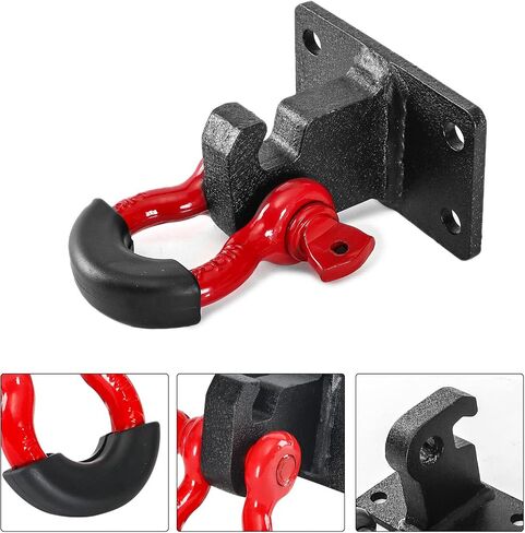 Bestzheyu 2PCS Front Tow Hook Hook Bracket مع استبدال Shackle Ring 3/4 "لعام 2010 2011 2012 2013 2014 2015 2017 2018 2018 2019 2020 RAM 2500/3500/4500 in Kuwait