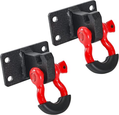 Bestzheyu 2PCS Front Tow Hook Hook Bracket مع استبدال Shackle Ring 3/4 "لعام 2010 2011 2012 2013 2014 2015 2017 2018 2018 2019 2020 RAM 2500/3500/4500 in Kuwait