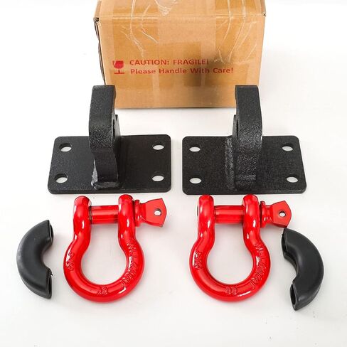 Bestzheyu 2PCS Front Tow Hook Hook Bracket مع استبدال Shackle Ring 3/4 "لعام 2010 2011 2012 2013 2014 2015 2017 2018 2018 2019 2020 RAM 2500/3500/4500 in Kuwait