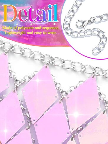 Aukmla Women Sequin Rave Outfits Dance Body Chain Skirt with Top Nightclub Outfit in Saudi Arabia