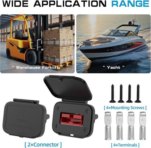 50 amp بطارية Quick Connect/Disconnect Connector مجموعة ، 6-12 Gauge 600V مع غطاء غبار قوس التثبيت للسيارات والشاحنات والمقطورات والقوارب - الأحمر ، 2 مساءً in Kuwait