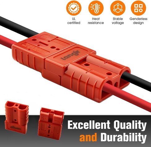 2 Pack 50amp Battery Connect Connect Kit - 6-12 Gauge Wire Harness Sluge مجموعة من Winch و RV و Truck و Car و ATV و Motor - موصل الطاقة الثقيلة مع الكابلات (RED) in Kuwait