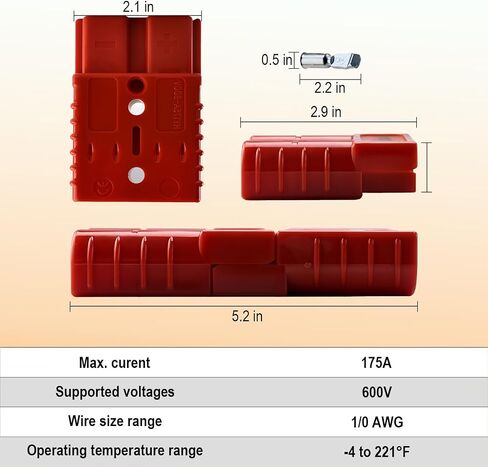 2 Pack 50amp Battery Connect Connect Kit - 6-12 Gauge Wire Harness Sluge مجموعة من Winch و RV و Truck و Car و ATV و Motor - موصل الطاقة الثقيلة مع الكابلات (RED) in Kuwait
