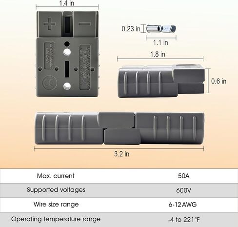 2 Pack 50AMP Battery Quick Connect Disconnect Kit - 6-12 Gauge Wire Harness Plug Set for Winch, RV, Truck, Car, ATV, Motor - Heavy Duty Power Connector with Cables (Red) in Kuwait