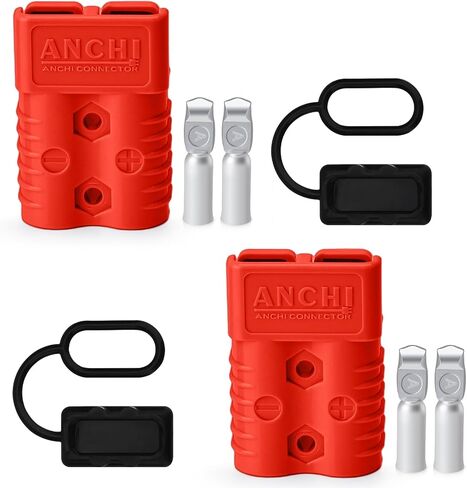 175 Amp Power Quick Disconnect Connector, 600 V, 1/0 AWG Jumper Cable Connect/Disconnect Plug for Recovery Winch, Towing Systems,with Dust Cover, 6 PC Red in Kuwait
