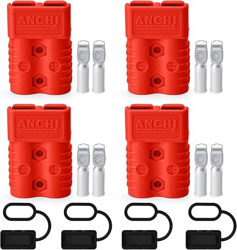 175 Amp Power Quick Disconnect Connector, 600 V, 1/0 AWG Jumper Cable Connect/Disconnect Plug for Recovery Winch, Towing Systems,with Dust Cover, 6 PC Red in Kuwait