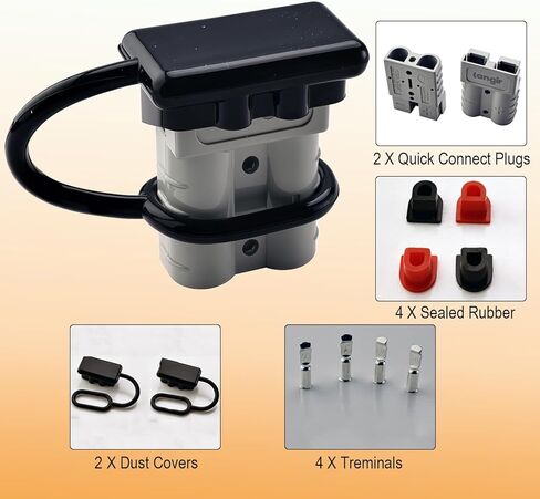 2 Pack 50AMP Battery Quick Connect Disconnect Kit - 6-12 Gauge Wire Harness Plug Set for Winch, RV, Truck, Car, ATV, Motor - Heavy Duty Power Connector with Cables (Red) in Kuwait