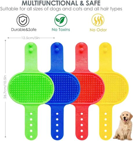 2 Pack Dog Grooming Brush, Premium Soft Silicone Pet Bath Brushes with Adjustable Handle, Shampoo Soothing Comb for Wet Dry Long Short Haired Dogs & Cats Massaging, Deshedding in Saudi Arabia
