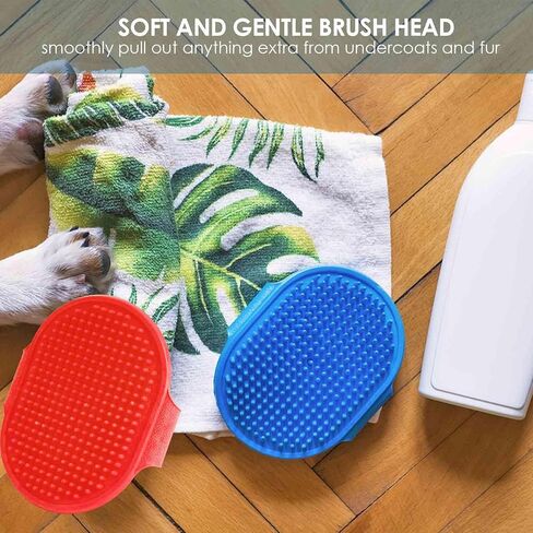 2 Pack Dog Grooming Brush, Premium Soft Silicone Pet Bath Brushes with Adjustable Handle, Shampoo Soothing Comb for Wet Dry Long Short Haired Dogs & Cats Massaging, Deshedding in Saudi Arabia