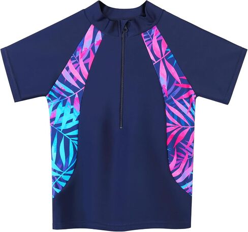 Girls Rash Guard Swimsuits Set 2 Pcs Bathing Suit UPF50+ Short Sleeve Kids Beach Swimming Skirts with Shorts Swimwear 3-14Y in Saudi Arabia
