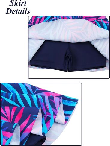 Girls Rash Guard Swimsuits Set 2 Pcs Bathing Suit UPF50+ Short Sleeve Kids Beach Swimming Skirts with Shorts Swimwear 3-14Y in Saudi Arabia