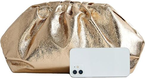 PHILOMENA Dressy Vegan Leather Clutch Purse for Women, Soft Pleated PU Evening Purse for Weddings, Proms in Kuwait