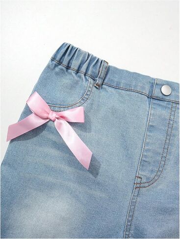 Floerns Girl's Bell Bottom Flare Jeans Cute Lace Up Bow Side Y2k Denim Pants in Kuwait