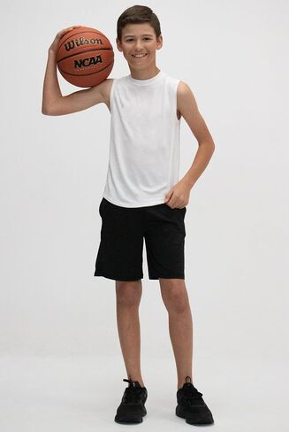 KISTA 3 Pack Kid's & Boys Sleeveless Workout Shirts, Dry Fit Running Mesh Cutoff Shirts, Athletic Training Tank Tops in Kuwait