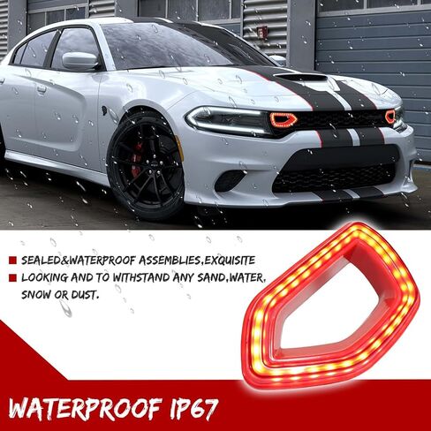 GTINTHEBOX for 2015 2016 2017 2018 2019 2020 2021 Dodge Charger SRT Scat Pack Pig Nose Grille Lights Smoked Switchback LED White DRL Amber Sequential Turn Signal Lamp in Kuwait