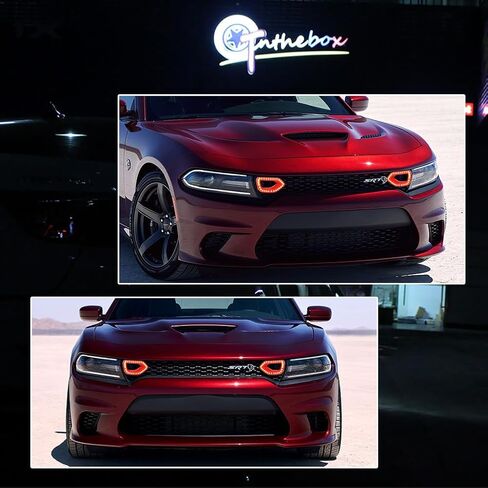 GTINTHEBOX for 2015 2016 2017 2018 2019 2020 2021 Dodge Charger SRT Scat Pack Pig Nose Grille Lights Smoked Switchback LED White DRL Amber Sequential Turn Signal Lamp in Kuwait