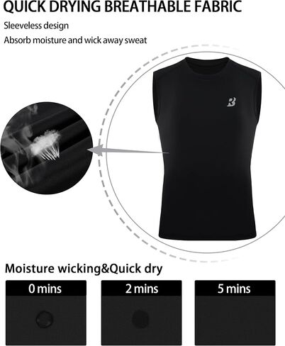 Roadbox Boys Sleeveless Compression Shirts, Youth Quick-Dry Undershirt, Athletic Tank Tops for Basketball Sports in Kuwait