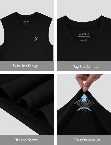 Roadbox Boys Sleeveless Compression Shirts, Youth Quick-Dry Undershirt, Athletic Tank Tops for Basketball Sports in Kuwait